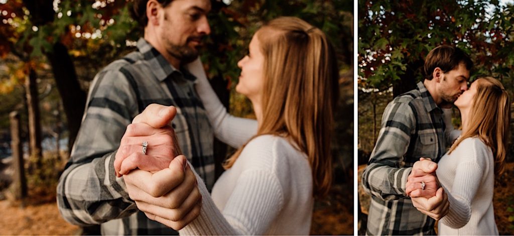 Adventurous & Fun Engagements session at Interstate State Park, Wisconsin // Ring shots // Slow Dancing